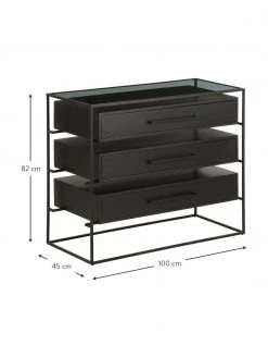 Westwing Collection Schubladenkommode Lyle mit Glasplatte, B 100 x H 82 cm -Esszimmer Verkäufe Schubladenkommode Lyle mit Glasplatte 2