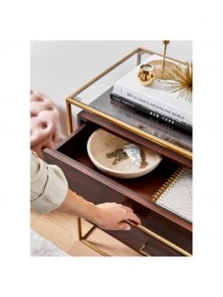 Westwing Collection Schubladenkommode Lyle mit Glasplatte, B 100 x H 82 cm -Esszimmer Verkäufe Schubladenkommode Lyle mit Glasplatte 8