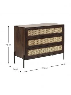 Westwing Collection Schubladenkommode Vienna mit Wiener Geflecht in Dunkelbraun, B 105 x H 78 cm -Esszimmer Verkäufe Schubladenkommode Vienna mit Wiener Geflecht in Dunkelbraun 4