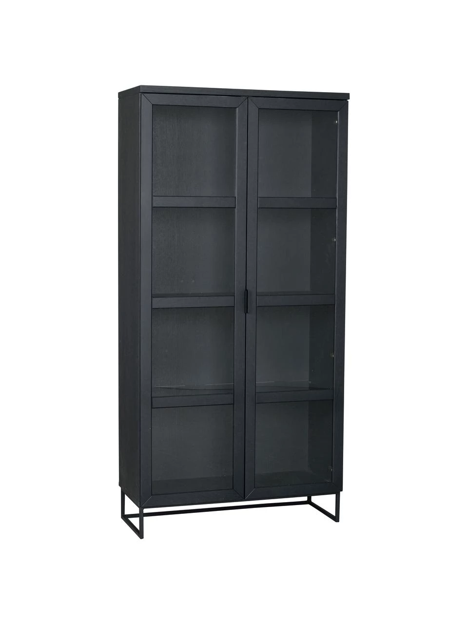 Rowico Schwarze Glasvitrine Everett mit Holzrahmen, B 95 x H 195 cm 3 Rowico Schwarze Glasvitrine Everett mit Holzrahmen, B 95 x H 195 cm