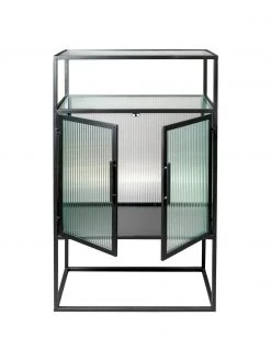 Dutchbone Schwarzes Highboard Boli mit Rillenglas und Metallrahmen, B 65 x H 105 cm 12 Dutchbone Schwarzes Highboard Boli mit Rillenglas und Metallrahmen, B 65 x H 105 cm -Esszimmer Verkäufe Schwarzes Highboard Boli mit Rillenglas und Metallrahmen 4