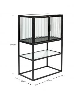 Dutchbone Schwarzes Highboard Boli mit Rillenglas und Metallrahmen, B 60 x H 90 cm 9 Dutchbone Schwarzes Highboard Boli mit Rillenglas und Metallrahmen, B 60 x H 90 cm -Esszimmer Verkäufe Schwarzes Highboard Boli mit Rillenglas und Metallrahmen 8