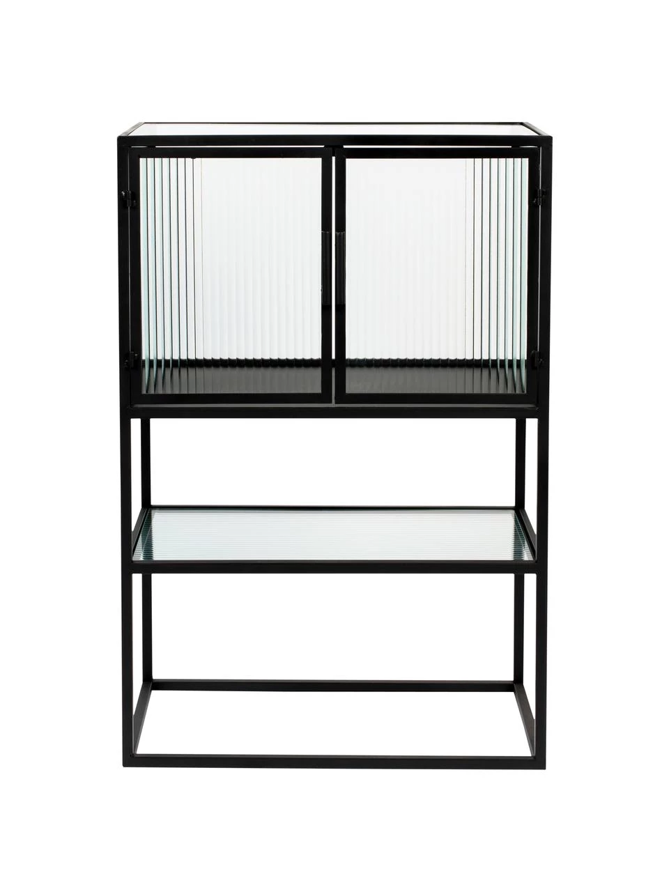 Dutchbone Schwarzes Highboard Boli mit Rillenglas und Metallrahmen, B 60 x H 90 cm 5 Dutchbone Schwarzes Highboard Boli mit Rillenglas und Metallrahmen, B 60 x H 90 cm – Bild 4