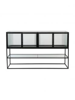 Dutchbone Schwarzes Sideboard Boli mit Rillenglas und Metallrahmen, B 150 x H 90 cm 11 Dutchbone Schwarzes Sideboard Boli mit Rillenglas und Metallrahmen, B 150 x H 90 cm -Esszimmer Verkäufe Schwarzes Sideboard Boli mit Rillenglas und Metallrahmen 3