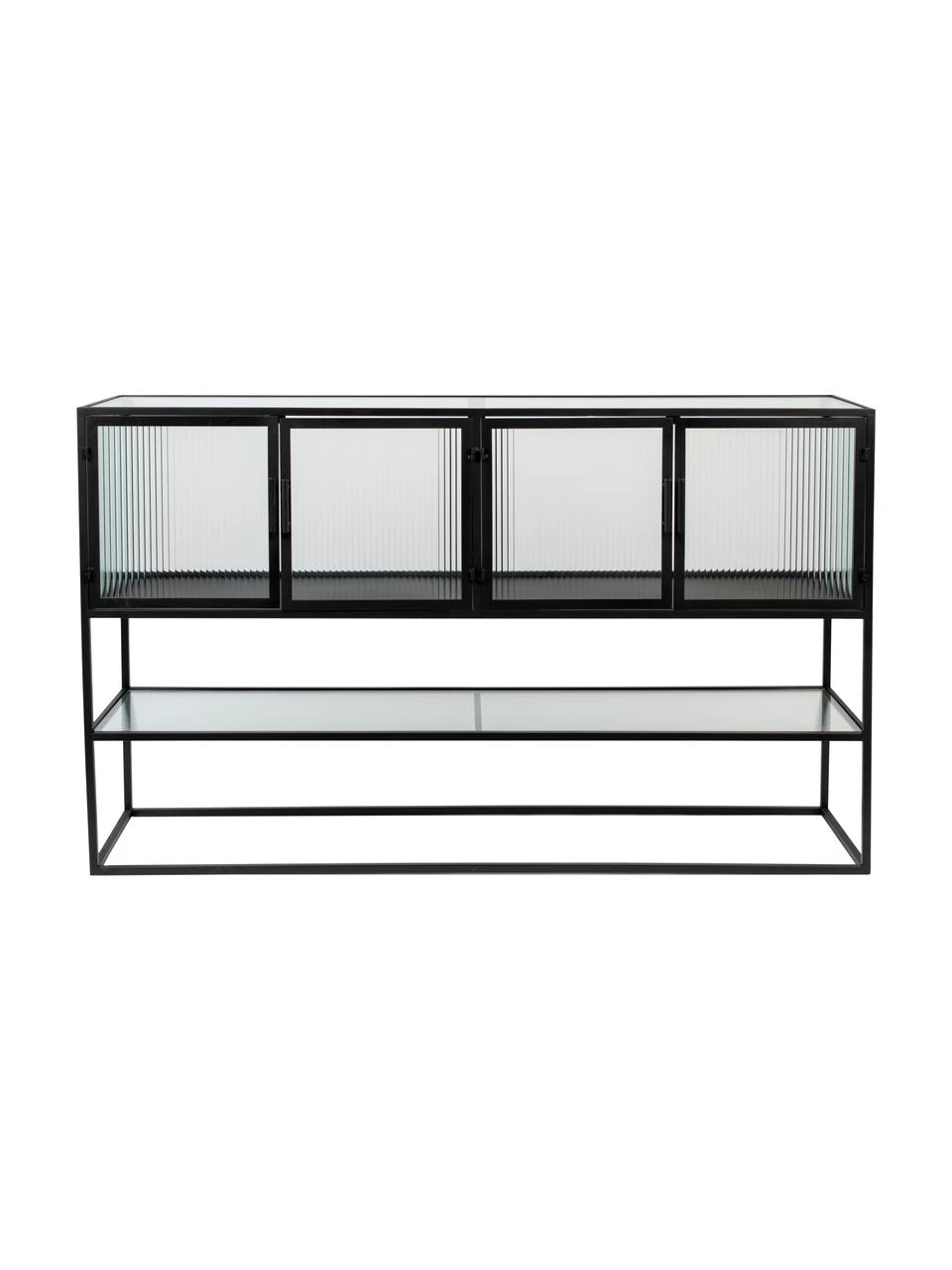Dutchbone Schwarzes Sideboard Boli mit Rillenglas und Metallrahmen, B 150 x H 90 cm 6 Dutchbone Schwarzes Sideboard Boli mit Rillenglas und Metallrahmen, B 150 x H 90 cm – Bild 4