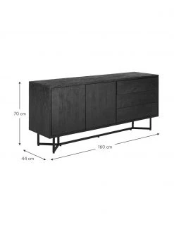Westwing Collection Schwarzes Sideboard Luca mit T&uuml;ren aus Massivholz, B 160 x H 70 cm -Esszimmer Verkäufe Schwarzes Sideboard Luca mit Turen aus Massivholz 2