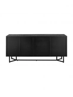 Westwing Collection Schwarzes Sideboard Luca mit T&uuml;ren aus Massivholz, B 160 x H 70 cm -Esszimmer Verkäufe Schwarzes Sideboard Luca mit Turen aus Massivholz 5