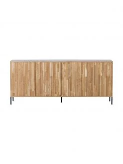 Sideboard Avourio mit geriffelter Front aus Eichenholz, 4-türig, B 200 x H 85 cm -Esszimmer Verkäufe Sideboard Avourio mit geriffelter Front aus Eichenholz 4 turig 4