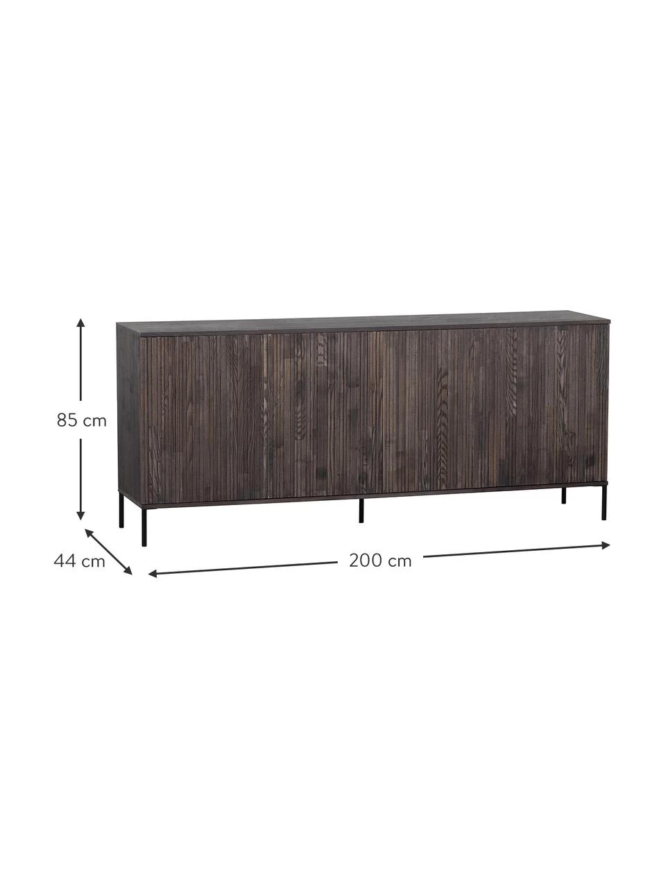 Sideboard Avourio mit geriffelter Front aus Eschenholz, 4-türig, B 200 x H 85 cm 5 Sideboard Avourio mit geriffelter Front aus Eschenholz, 4-türig, B 200 x H 85 cm – Bild 3