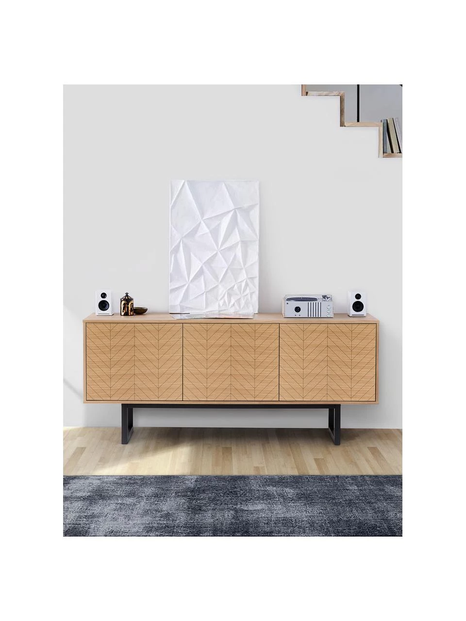 Woodman Sideboard Camden mit Türen und Eichenholzfurnier, B 175 x H 75 cm 4 Woodman Sideboard Camden mit Türen und Eichenholzfurnier, B 175 x H 75 cm – Bild 2