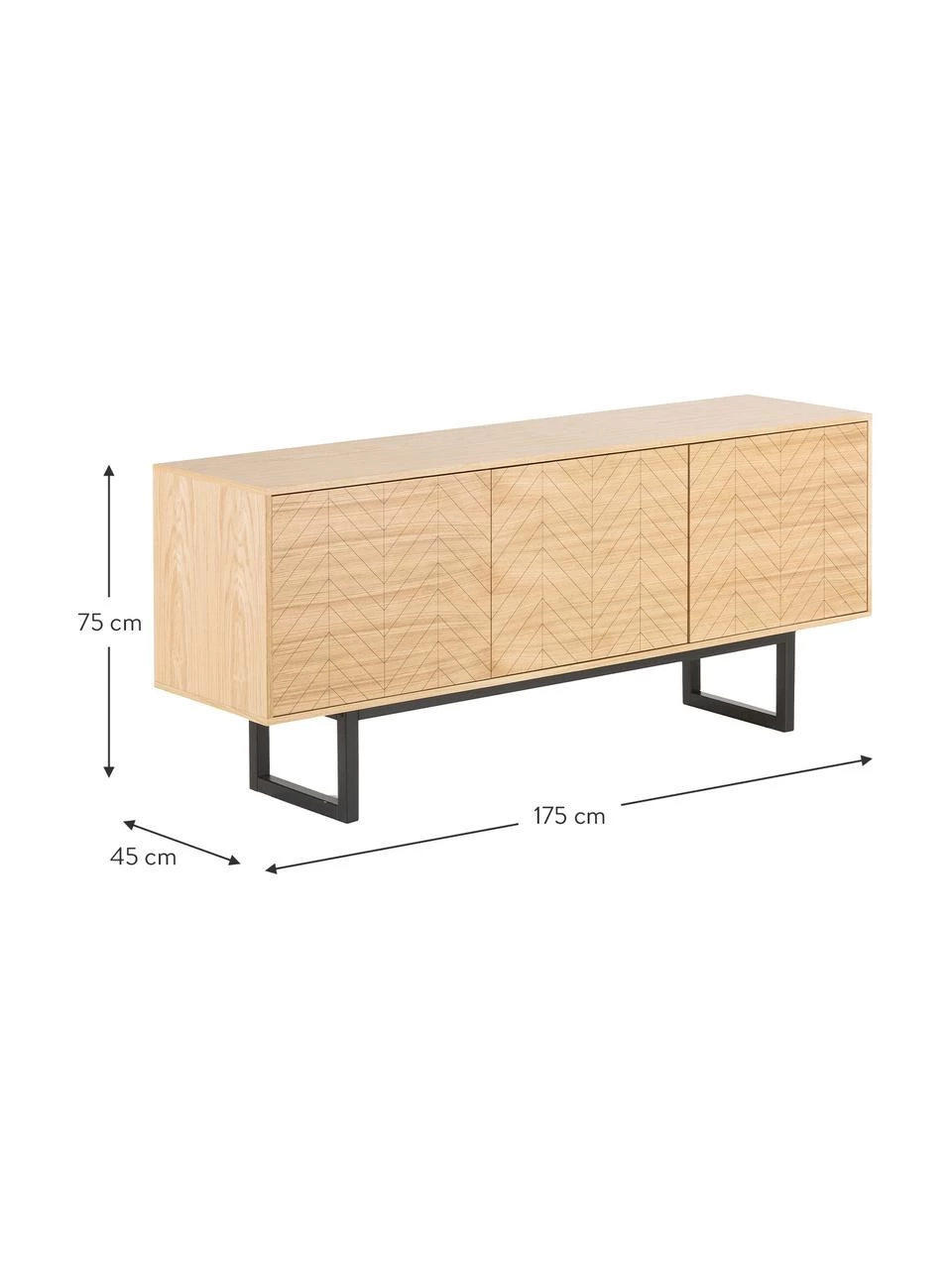 Woodman Sideboard Camden mit Türen und Eichenholzfurnier, B 175 x H 75 cm 5 Woodman Sideboard Camden mit Türen und Eichenholzfurnier, B 175 x H 75 cm – Bild 3