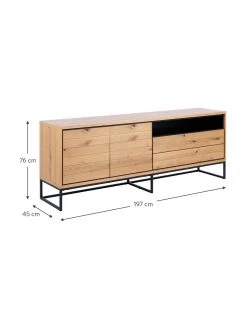 Sideboard Dalarna mit T&uuml;ren und Eichenholzfurnier, B 197 x H 76 cm -Esszimmer Verkäufe Sideboard Dalarna mit Turen und Eichenholzfurnier 2