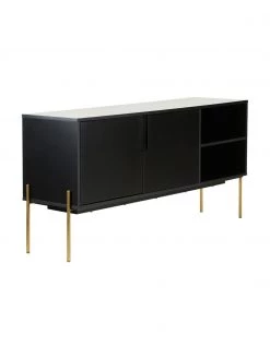 Westwing Collection Sideboard Jesper mit Türen in Schwarz, B 160 x H 80 cm
