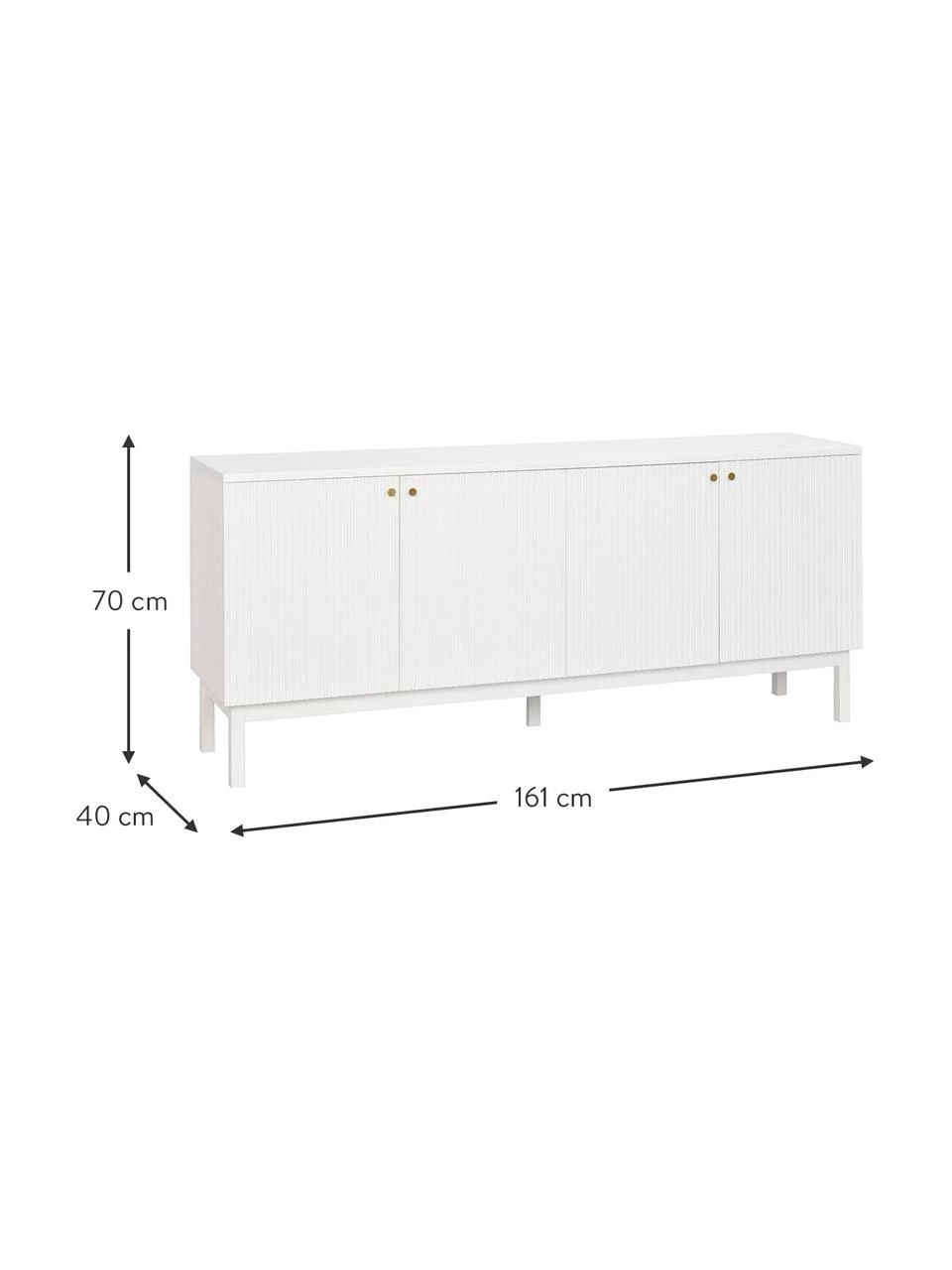 Rowico Sideboard Lewiston mit geriffelter Front in Weiß, B 161 x H 70 cm 5 Rowico Sideboard Lewiston mit geriffelter Front in Weiß, B 161 x H 70 cm – Bild 3