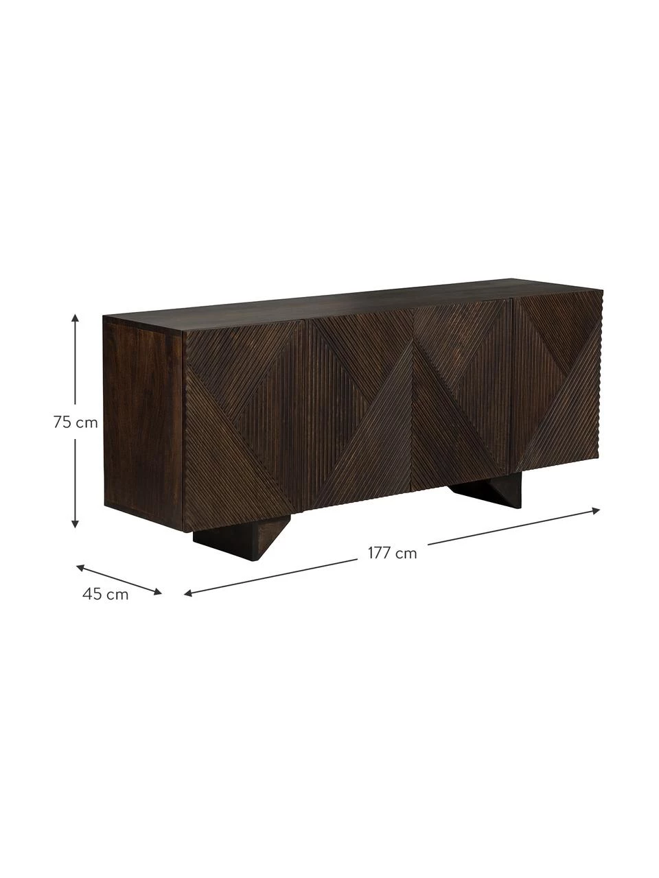 Westwing Collection Sideboard Louis aus Massivholz mit Türen, B 177 x H 75 cm 5 Westwing Collection Sideboard Louis aus Massivholz mit Türen, B 177 x H 75 cm – Bild 3