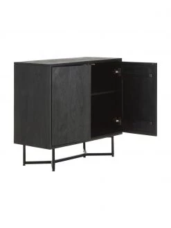 Westwing Collection Sideboard Luca aus Massivholz in Schwarz, B 90 x H 83 cm -Esszimmer Verkäufe Sideboard Luca aus Massivholz in Schwarz 4
