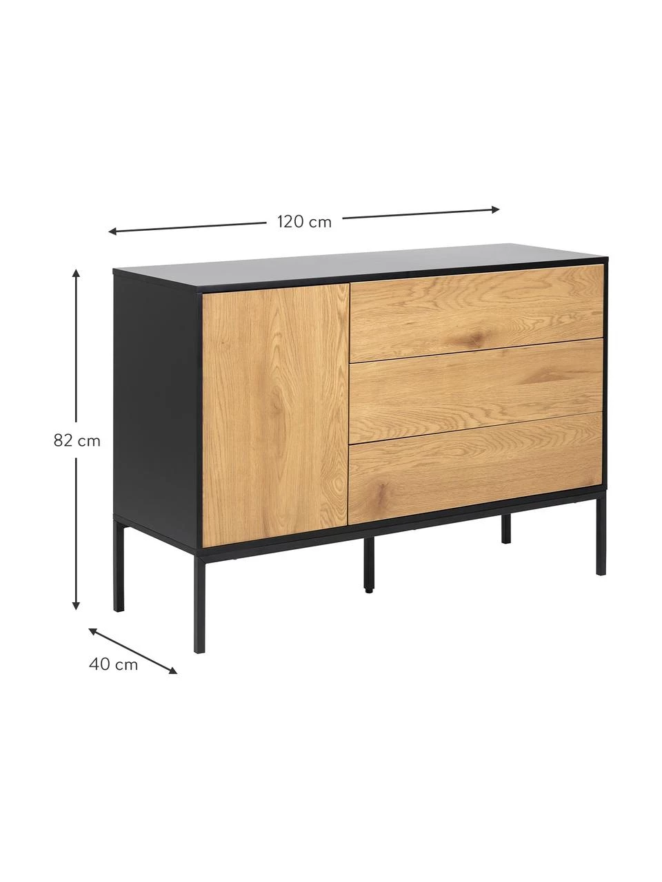 Sideboard Seaford aus Holz und Metall, B 120 x H 82 cm 5 Sideboard Seaford aus Holz und Metall, B 120 x H 82 cm – Bild 3