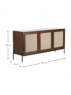 Westwing Collection Sideboard Vienna mit Wiener Geflecht in Dunkelbraun, B 165 x H 78 cm -Esszimmer Verkäufe Sideboard Vienna mit Wiener Geflecht in Dunkelbraun 2
