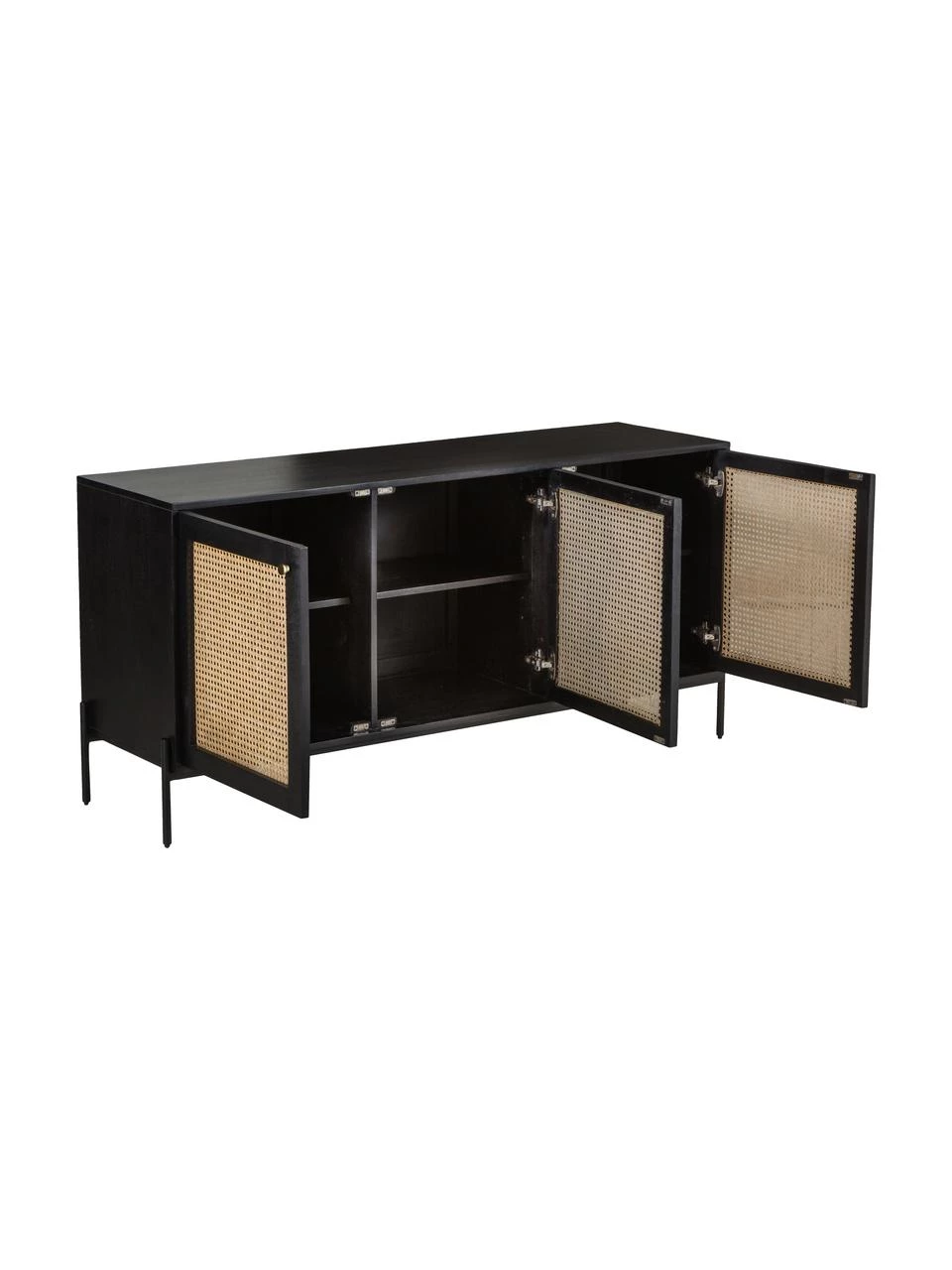 Westwing Collection Sideboard Vienna mit Wiener Geflecht in Schwarz, B 165 x H 78 cm 7 Westwing Collection Sideboard Vienna mit Wiener Geflecht in Schwarz, B 165 x H 78 cm – Bild 5