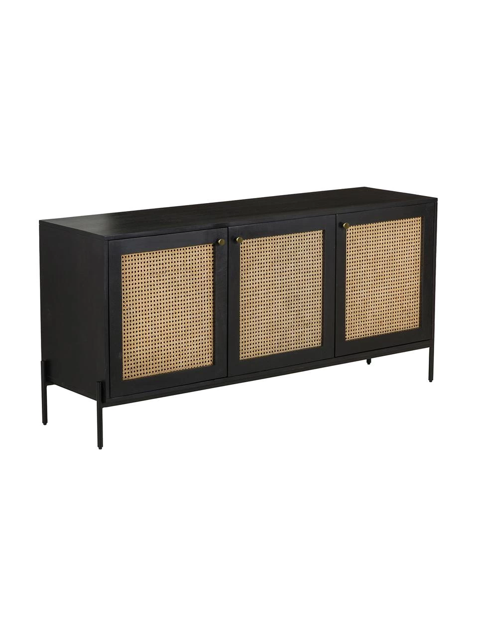 Westwing Collection Sideboard Vienna mit Wiener Geflecht in Schwarz, B 165 x H 78 cm 3 Westwing Collection Sideboard Vienna mit Wiener Geflecht in Schwarz, B 165 x H 78 cm