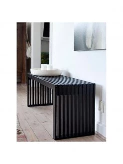 Sitzbank Rib in Schwarz aus Massivholz, B 104 x H 43 cm -Esszimmer Verkäufe Sitzbank Rib in Schwarz aus Massivholz 2