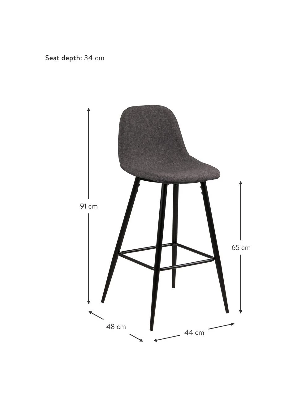 Thekenstühle Wilma in Grau, 2 Stück, B 44 x H 91 cm 5 Thekenstühle Wilma in Grau, 2 Stück, B 44 x H 91 cm – Bild 3