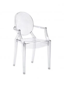 Kartell Transparenter Armlehnstuhl Louis Ghost, B 54 x T 55 cm