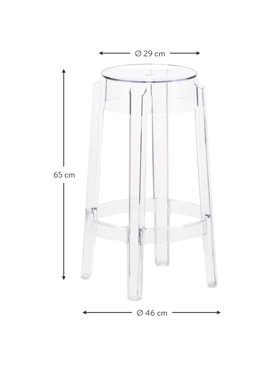 Kartell Transparenter Thekenhocker Charles Ghost, Ø 46 x H 65 cm 4 Kartell Transparenter Thekenhocker Charles Ghost, Ø 46 x H 65 cm – Bild 2