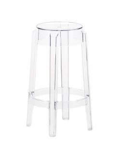 Kartell Transparenter Thekenhocker Charles Ghost, Ø 46 x H 65 cm