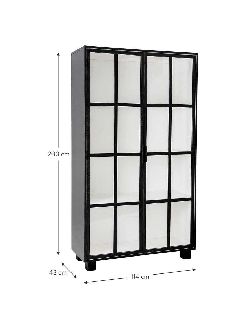Bloomingville Vitrinenschrank Isbel mit Glastüren in Schwarz, B 114 x H 200 cm 5 Bloomingville Vitrinenschrank Isbel mit Glastüren in Schwarz, B 114 x H 200 cm – Bild 3
