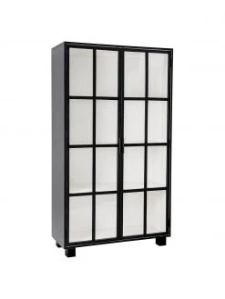 Bloomingville Vitrinenschrank Isbel mit Glastüren in Schwarz, B 114 x H 200 cm