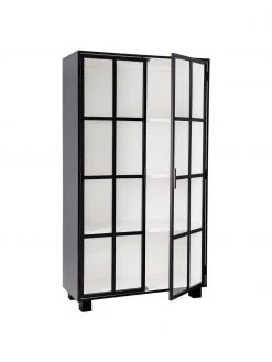 Bloomingville Vitrinenschrank Isbel mit Glastüren in Schwarz, B 114 x H 200 cm 12 Bloomingville Vitrinenschrank Isbel mit Glastüren in Schwarz, B 114 x H 200 cm -Esszimmer Verkäufe Vitrinenschrank Isbel mit Glasturen in Schwarz 4