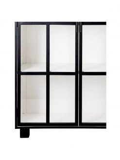Bloomingville Vitrinenschrank Isbel mit Glastüren in Schwarz, B 114 x H 200 cm 13 Bloomingville Vitrinenschrank Isbel mit Glastüren in Schwarz, B 114 x H 200 cm -Esszimmer Verkäufe Vitrinenschrank Isbel mit Glasturen in Schwarz 5