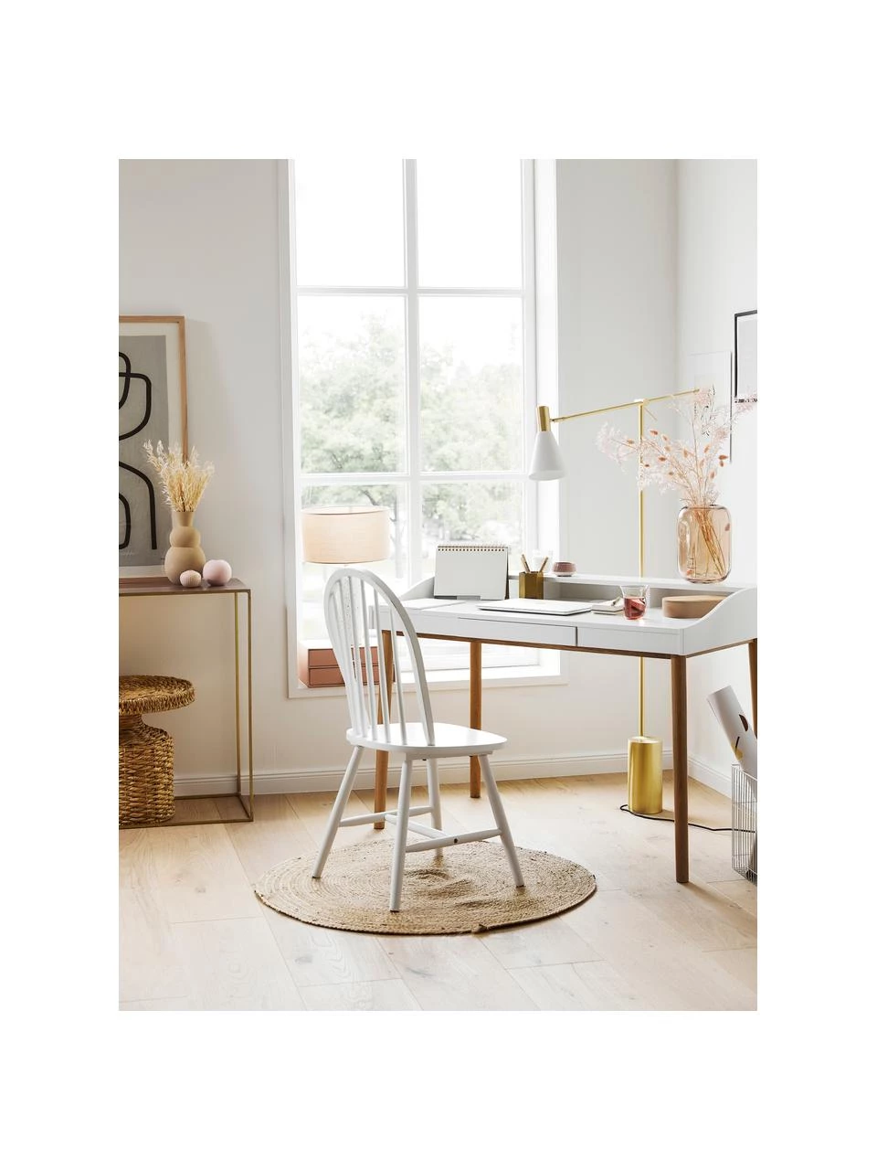 Westwing Collection Windsor-Holzstühle Megan in Weiß, 2 Stück, B 46 x T 51 cm 4 Westwing Collection Windsor-Holzstühle Megan in Weiß, 2 Stück, B 46 x T 51 cm – Bild 2