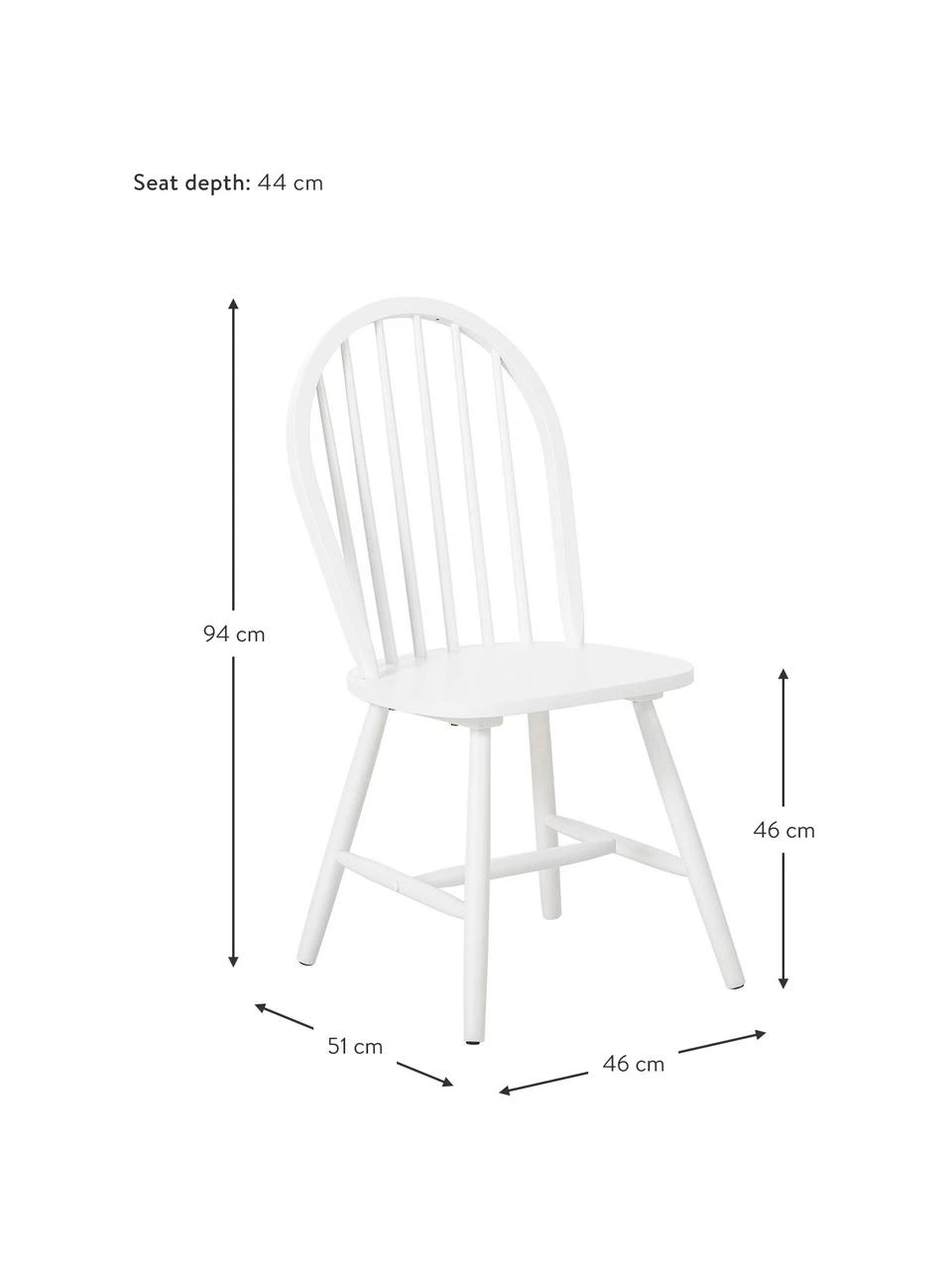 Westwing Collection Windsor-Holzstühle Megan in Weiß, 2 Stück, B 46 x T 51 cm 5 Westwing Collection Windsor-Holzstühle Megan in Weiß, 2 Stück, B 46 x T 51 cm – Bild 3